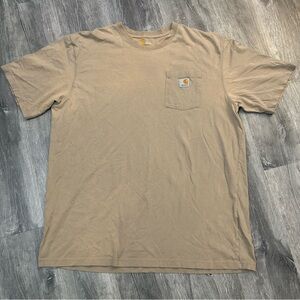 Carhartt Shirt Mens Size XL Tall Tan Beige Short Sleeve Original Fit Pocket Logo